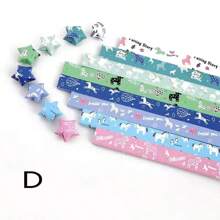 540pcs Children's Origami Cartoon Star Print Folding Paper Strips DIY Colorful Handmade Paper Set