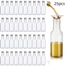 Paquete de 25, Mini botellas de licor, 0.83oz 1.7oz 3.3oz Botellas pequeñas vacías de plástico con tapas de rosca, botellas para shots, envases para bebidas, botellas de vino reutilizables, botellas de espíritu vacías, botellas de jugo, botellas de alcohol, botellas de salsa para bodas, fiestas, suministros para fiestas de Navidad, accesorios portátiles de almacenamiento