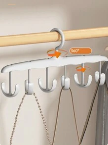1 件灰色皮带收纳衣架，带可旋转领带架和多种功能，可用于帽子、内衣、背心、衬衫收纳衣架 - 灰色 - 查看 7