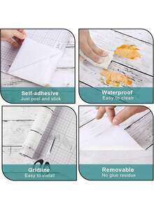 1m/3m仿白色木紋自粘壁紙,防水防潮牆貼,適用於室內背景桌面櫥櫃裝飾貼紙 - 彩色 - 查看 7