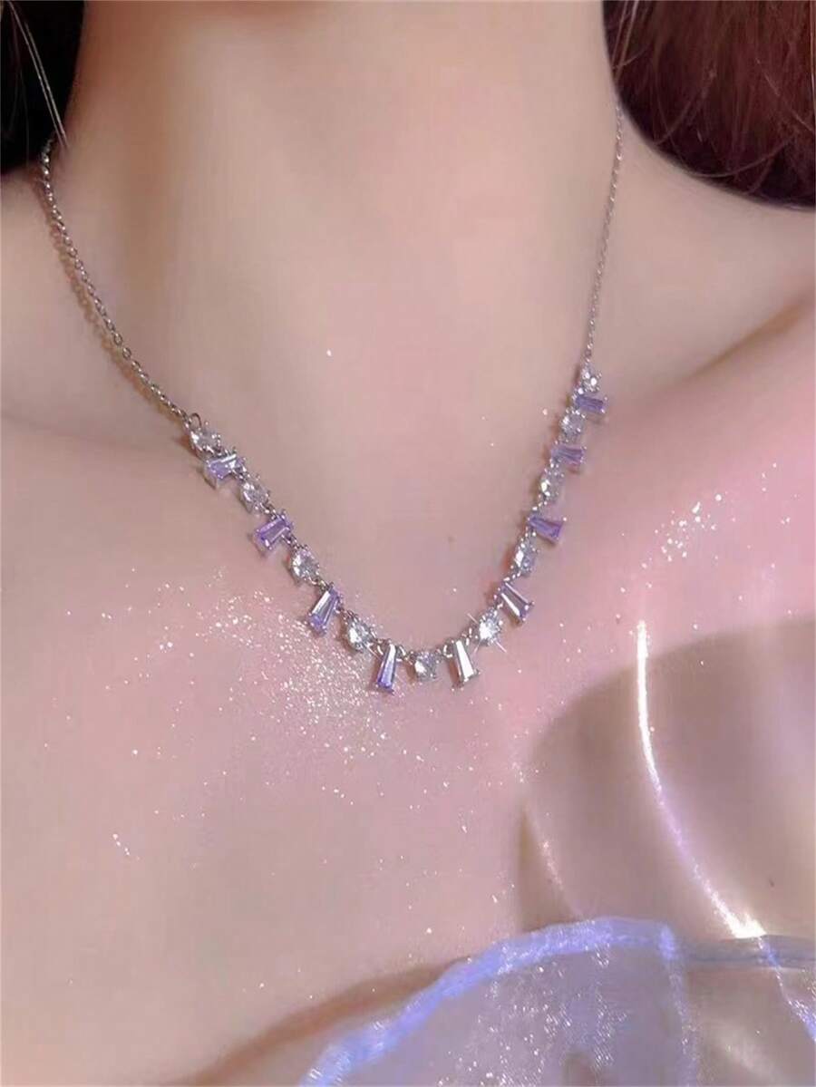 A Purple Crystal  Necklace For Women To Wear On A Daily Basis - Purple Crystal Necklace - View 1