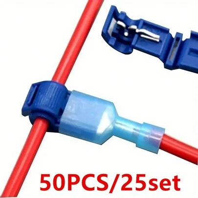 50入組/25套t型接線器套件-快速分切、斷開和捲曲,用於快速電氣連接!