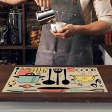 1 件廚房圖案乾燥墊,適合咖啡機、餐具乾燥、餐墊使用 - 彩色 - 查看 7