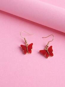 Bông tai thả bướm trang trí - Hồng - Xem 2