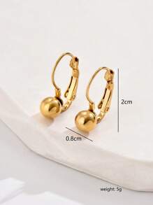 1對簡約現代金屬球設計耳環,適用於日常穿戴和派對 - 金黃色 - 查看 8