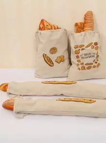 1Pc Linen Bread Bags Reusable Bread Storage Bags- Unbleached Drawstring Bags For Breads Natural Storage For Artisan Bread Bakery Baking Food Bags Pastry Flax Vertical Section Wedding Party Gift Bags - Yellow - View 5