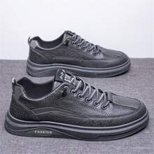 男士皮鞋黑色防滑厨师工作鞋软底防水休闲鞋新款鞋子 - 灰色 - 查看 2