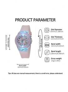 2pcs Cute And Elegant Girls Watch LED Light Watch Cartoon Unicorn Quartz Watch Best Bracelet Girls Birthday Gift Halloween Decoration Christmas Gift Graduation Season Girl's Best Gift