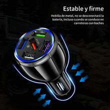 Turbo Cargador Para Auto Carga Rapida Qc 3.0 | 5 Puertos Usb - Negro - Ver 8