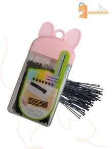 MAOMAO - KA-C03 30 PIEZAS MUJER UNICOLOR HORQUILLA PASADORES SUJETADORES PARA CABELLO CON ESTUCHE DE COLORES - Rosa Pálido - Ver 2