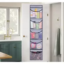 1pc Hanging Door Storage Bag With 5 Compartments For Wardrobe / Closet Organizing  Decorations   Autumn Decor Festival Decor Room Decor Home Decor Fall Decor Bedroom Decor - Grey - View 1