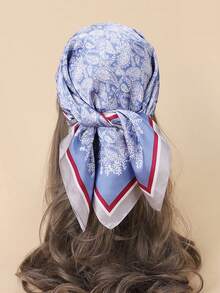 1pc Four Sides Rolled Edge Paisley Pattern Printed Silk Scarf, Worn As Headband, Neck Scarf Or Bag Accessory In Daily Life - Multicolor - View 2