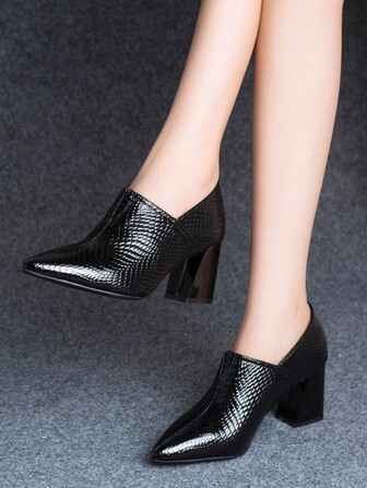 新款时尚尖头粗跟舒适女式高跟鞋，女士高跟鞋，尺码 CN35-CN42，适合春夏、秋季