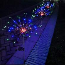 太陽能八功能led煙花燈一套,適用於室外花園、公園、草坪,提供溫暖白色和彩色燈光,提供30pcs(90顆燈頭)、40pcs(120顆燈頭)、50pcs(150顆燈頭)三種選擇 - 彩色 - 查看 4