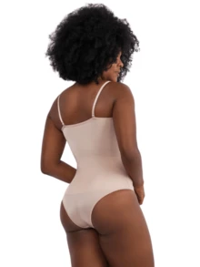 Modelador Feminino Compressão Aperta Barriga Body Alça Removível - Bege - Visão 5