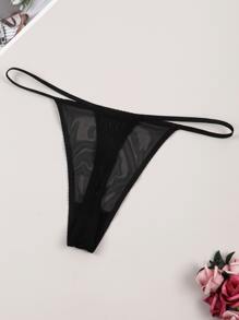 Quần lót lưới thoáng khí gợi cảm dành cho nữ có chữ cái tiếng Anh - màu đen - Xem 2