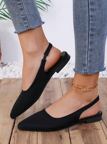 女士高档鞋，尖头低跟露背凉鞋，适合春夏季，法式浪漫风格，超级舒适