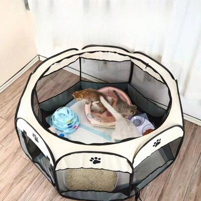 1pc Pet Cat & Dog Scratch Resistant Foldable Enclosure Tent Puppy Keep Puppy Keep Cat Toys Cat Scratching Post