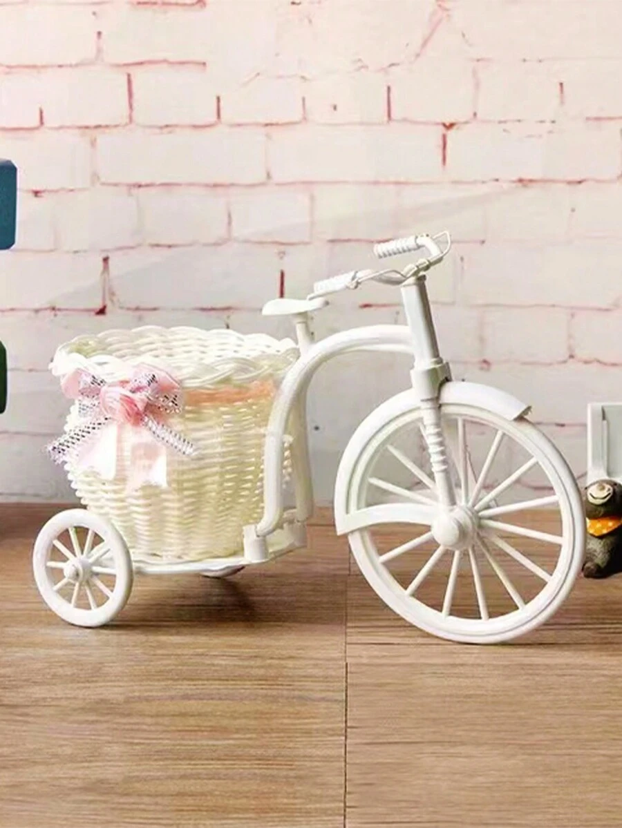 Bicycle Shaped Flower Pot. 1 Beautiful Aesthetic Bicycle Design Pot, For Artificial Flowers. Ideal For Indoor Or Outdoor Decoration, Centerpiece, Home Ornament, Office, School Or Event. Random Color Sent. - 彩色 - 查看 1
