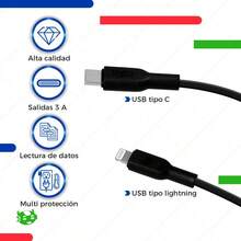 Cargador Para iPhone Usb Tipo C A Lightning Turbo Carga 20w - Negro - Ver 5