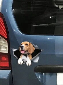 1入組塗鴉風裂紋小狗車貼 - 彩色 - 查看 2