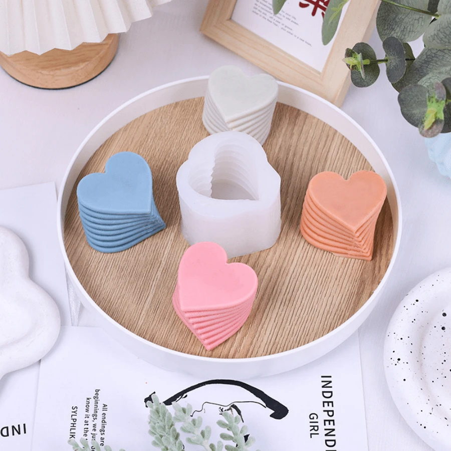 1入情人節系列螺旋圓柱蠟燭矽膠模具,diy香薰蠟燭&旋轉之心矽膠模具,裝飾用 - 無色 - 查看 1