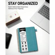 Spiral Address Book With Alphabetical Tabs, Leather Password Book, Address Organizer Telephone Notebook Journal Keep Contact Safe Hardcover Large Print For Seniors Home Office 5.8″*8.2″ - 綠色 - 查看 7