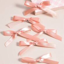 6 件装女孩涤纶蝴蝶结发夹、丝带和鳄鱼发夹发饰，打造氛围和公主造型 - 藕粉色 - 查看 3