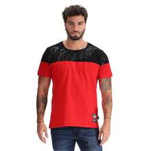 BOY LONDON Playera Manga Corta Roja con Estampado de Águila Negro - Negro - Ver 1