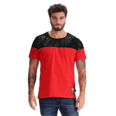 BOY LONDON Playera Manga Corta Roja con Estampado de Águila Negro