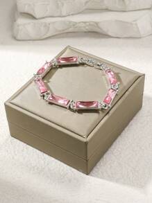 1 件時尚精緻甜美多寶石鑲嵌女士手鍊,風格優雅,適合日常佩戴(無包裝盒) - 銀色 - 查看 8