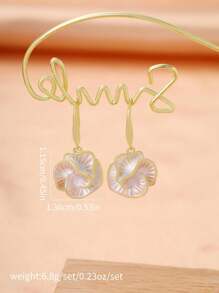 1對時尚奢華的山茶花設計紅銅耳釘,適合送給女性作為約會/婚禮/畢業禮物 - 金色 - 查看 5