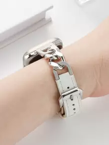 1 件女士白色优雅皮革链带，适用于 38/40/41/44/45/49/42/46 毫米系列 11/SE3/Ultra3/Ultra/SE/SE2/10/9/8/7/6/5/4/3/2/1