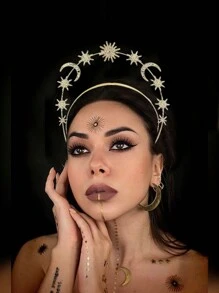 1pc Women Party Fashion Luxury Sun Goddess Headband Princess Crown Headpiece Headwear For Halloween