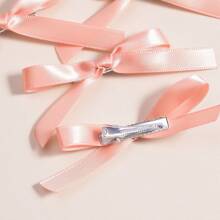 6 件装女孩涤纶蝴蝶结发夹、丝带和鳄鱼发夹发饰，打造氛围和公主造型 - 藕粉色 - 查看 4