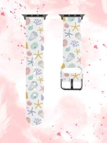1 Peça Pulseira de Relógio em TPU com Padrão Minimalista Multicolorido de Concha e Estrela-do-mar, Compatível com 38/40/41/42/44/45/46/49mm Ultra/SE/10/9/8/7/6/5/4/3/2/1