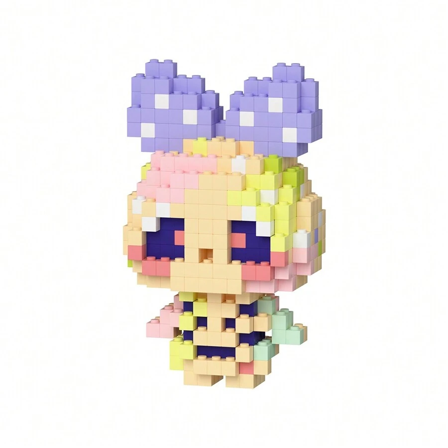 843件夜精靈可愛貓和發光兔積木模型組裝桌面裝飾拼圖玩具,紓壓禮物,生日派對禮物