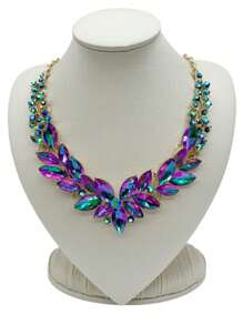1 Peça Colar De Casamento De Cocktail De Babador De Cauda De Festa Fashionova Feminino, Elegante, Decorado Com Strass
