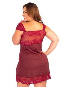 Plus Size Nightgowns & Sleepshirts - 酒紅色 - 查看 3