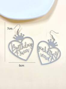 1pair Party Atmosphere Happy Birthday Cake Pendant Earrings, Festival Store Celebration Commemorative Earring, Gift For Friends On Festival - Silver - View 5