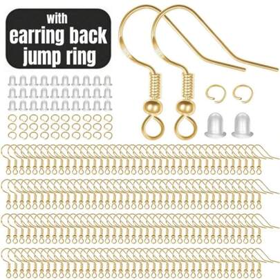 Earring Hooks, 300 Pieces Silver Hypoallergenic Earring Hooks Kit For Jewelry Making, Upgraded Premium Earring Making Kit, Earring Making Supplies With Earring Backs And Jump Rings