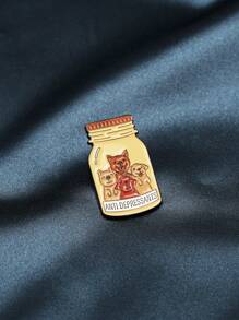 1pc Pet Dog Series Fun English Letter Anti Depressants Cartoon Brooch, Can Be Used As Accessory For Jackets, Hats, Etc. - Jar-shaped Pet Dog ANTI DEPRESSANTS - View 5