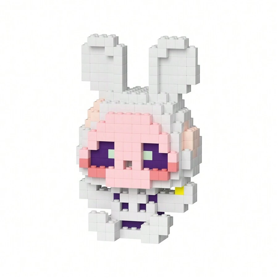 843 Piezas Elfo Y Lindo Gato Nocturno Oscuro Y Conejo Iluminado En Forma De Bloques De Construcción De Juguete Diy Juego De Rompecabezas De Exhibición De Escritorio Para El Desarrollo Intelectual Y La Descompresión De Los Niños, Regalo Y Regalo De Fiesta De Cumpleaños - Blanco - Ver 1