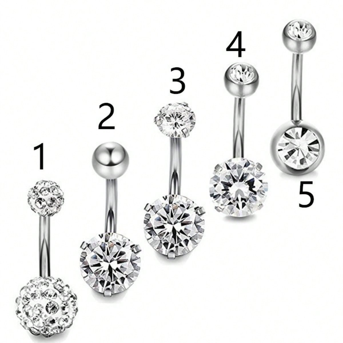 1pc 14g Stainless Steel Belly Button Ring For Women/girls, Silver Belly