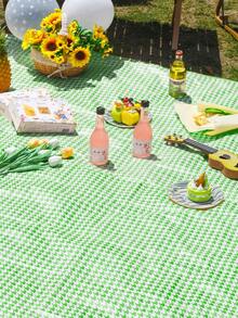 綠色千鳥格野餐墊，戶外露營墊，便攜沙灘墊，防水防潮，加厚，配有手柄和折疊設計，適用於野餐、春遊和露營 - 綠千鳥格 - 查看 7