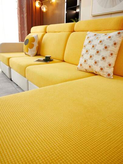 One Piece Plain Corn Kernel Sofa Cover, Modern Style Cozy Fiber Elastic Fully Wrapped Anti-Dirty Dustproof Sofa Cushion Cover, Suitable For Living Room Sofa