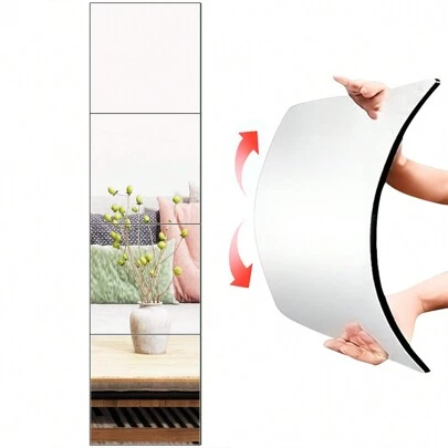 4pcs/Set Square Decorative Mirror Wall Stickers, 3D Mirror Wall Tiles, DIY Wall Decor, 1mm Thin Acrylic Mirror Sticker, Wall Decals, Vinyl Stickers, Home Decor, Spring Decorations, Home Refresh, Holiday Decor Stickers, Birthday Graduation Gifts, Room Decor, Bathroom Decor, Bedroom Decor, Living Room Decor, House Decor, Home Decoration, Living Room Wallpaper, Back To School Supplies, Wall Mirrors, Room Mirrors (Please Confirm The Purchased Size Meets Your Expectations)