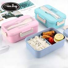 Tupper Lonchera Porta vianda Contenedor Incluye Cuchara y Tenedor - Azul - Ver 2