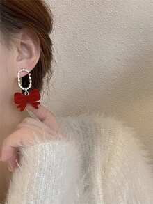 1 par de pendientes colgantes de estilo gótico con lazo maligno de acrílico - Rojo - Ver 5