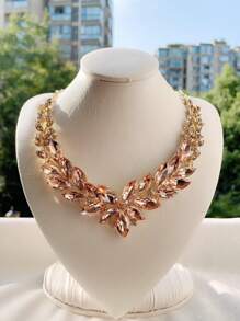 1 Peça Colar De Casamento De Cocktail De Babador De Cauda De Festa Fashionova Feminino, Elegante, Decorado Com Strass